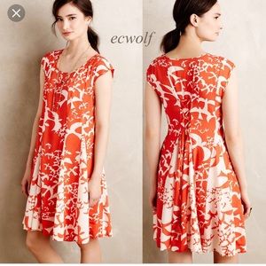 Anthropologie Swing Floral Dress with Lace Up Back